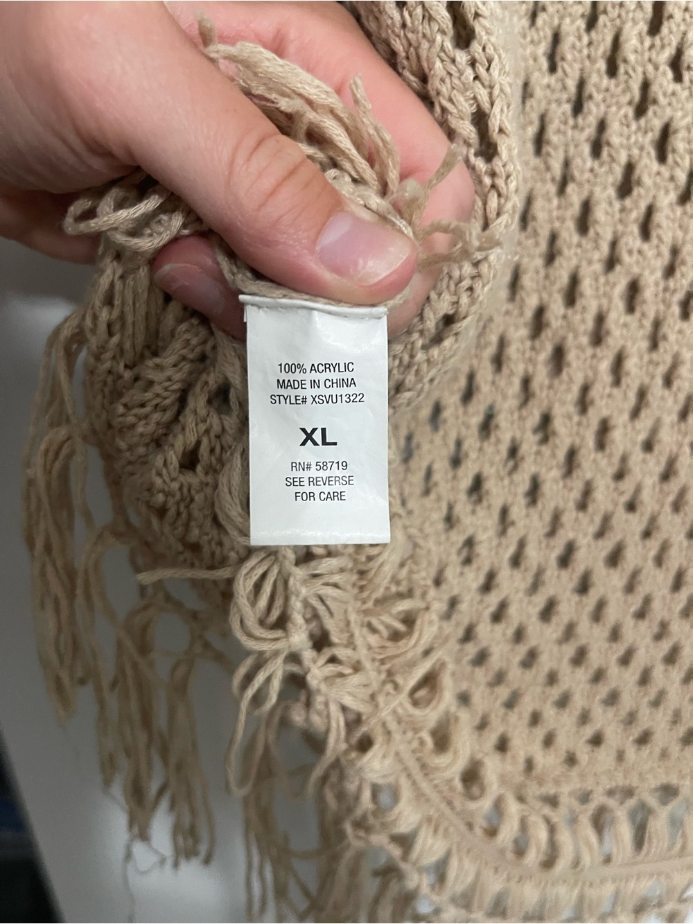 Women’s Beige Crochet Fringe Top - Picture 7 of 8
